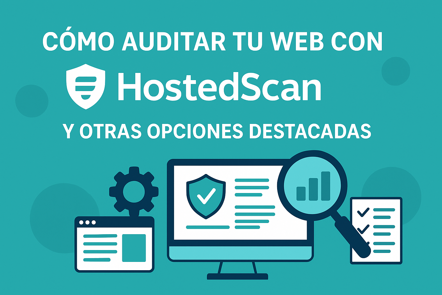 Ilustración sobre auditoría de seguridad web con HostedScan y herramientas alternativas.