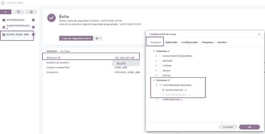 Active Backup for Business en dos NAS y 2 ubicaciones — soluciones